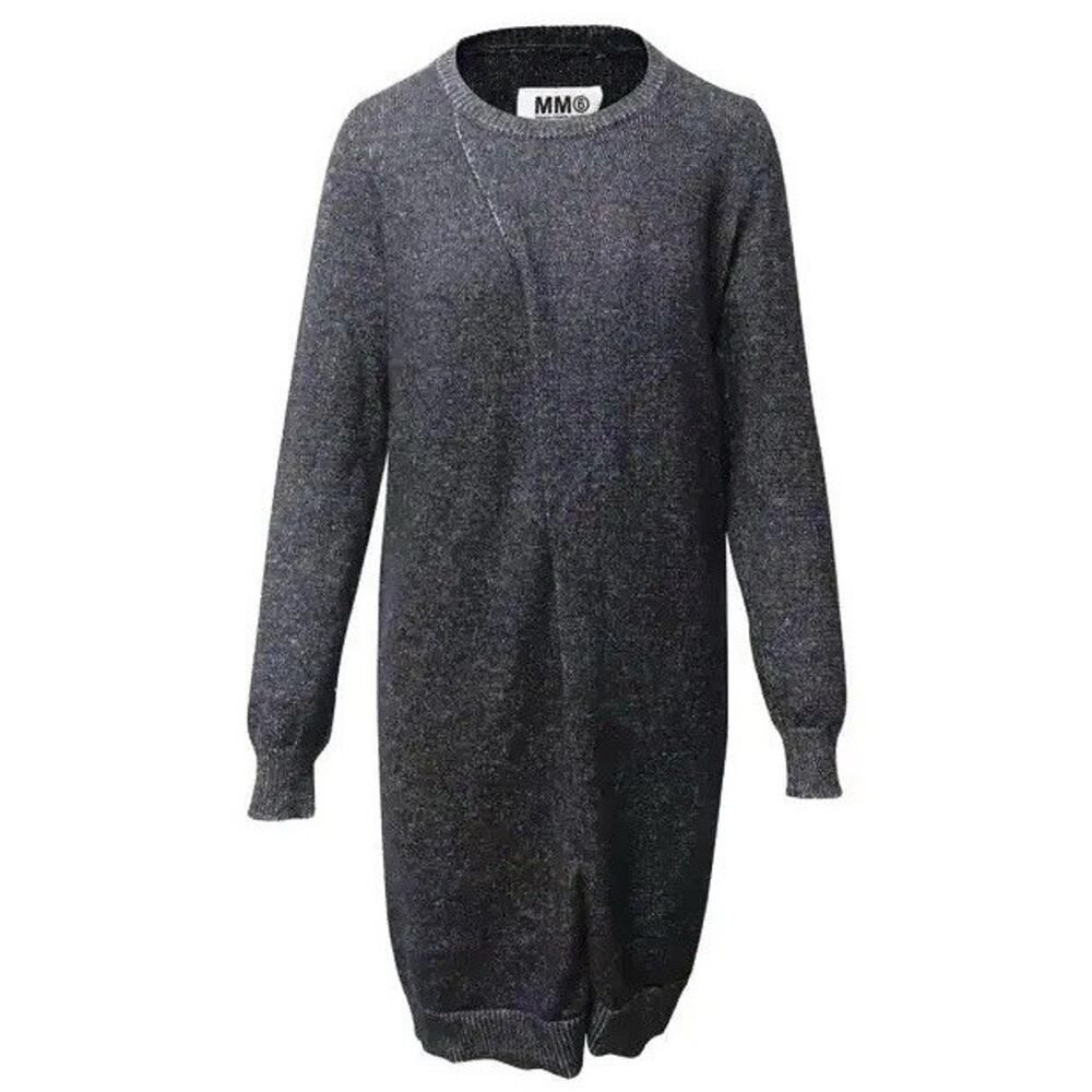 Maison Margiela MM6 Wool Mohair Sweater Dress Charcoal Drape Front OS S M